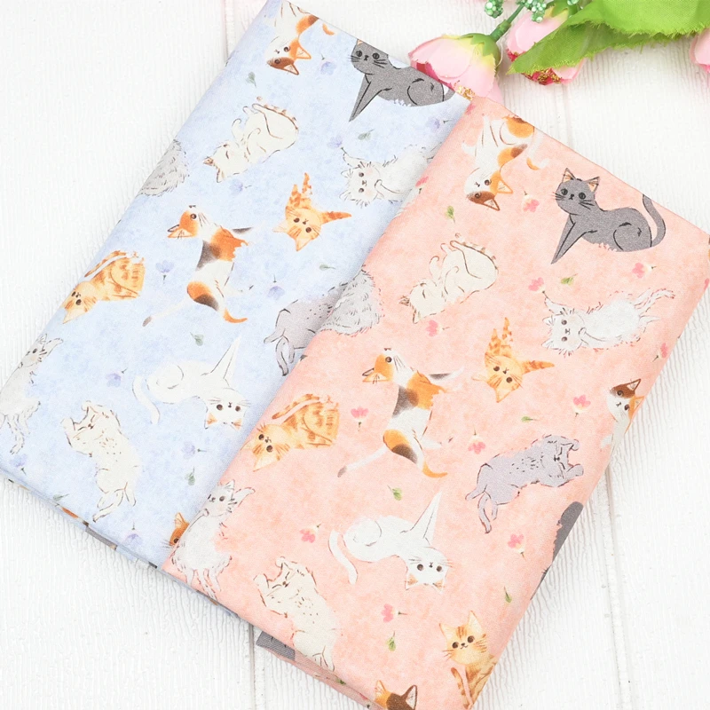 

Plain 100% Cotton Fabric Cute Cartoon Cat Print, Handmade DIY Bag Garment Dress Sewing Tissue CR-1809