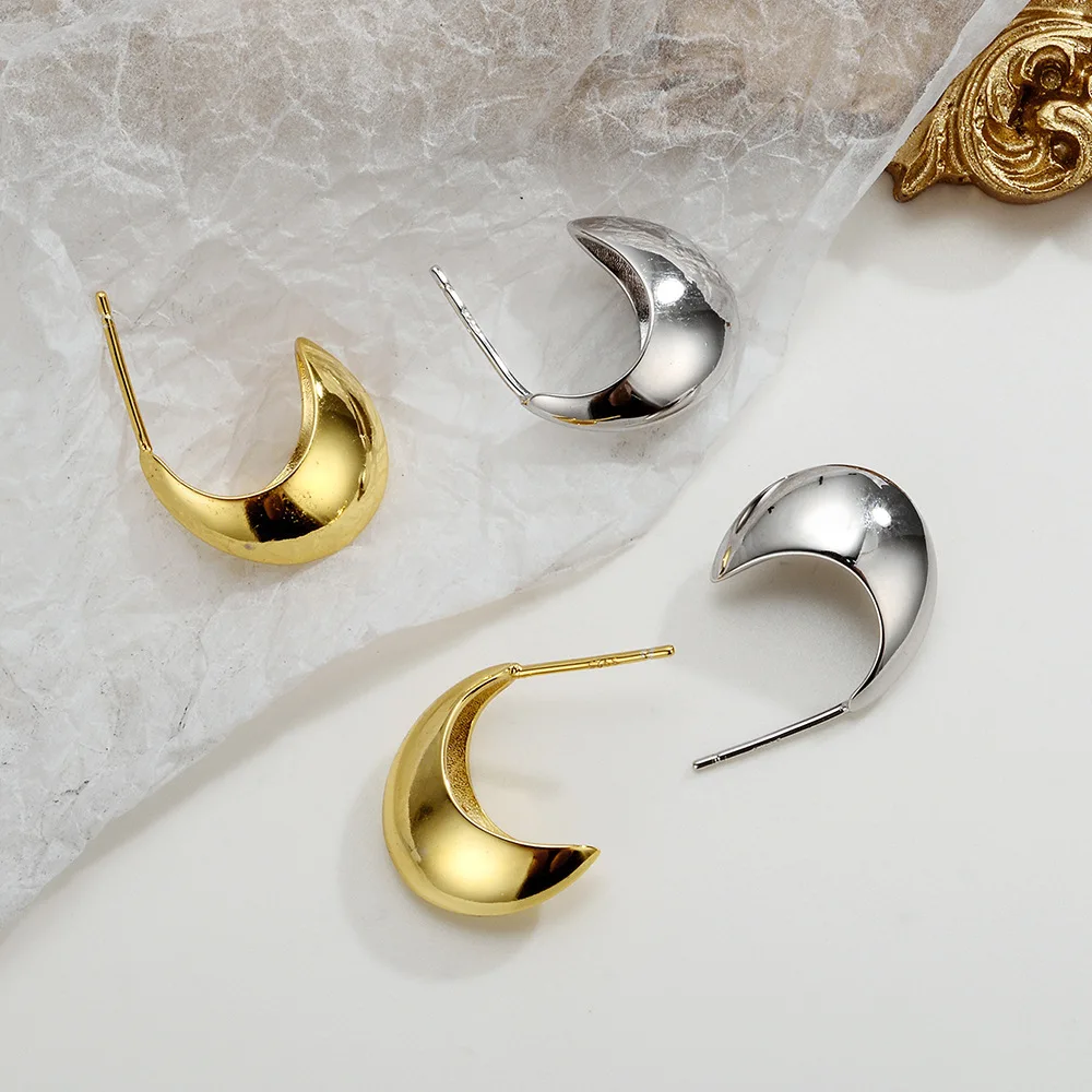 

Youth of Vigor Solid 925 Silver Symmetric Beanpod Studs 18K Gold Tone Party Woman Earrings E1178
