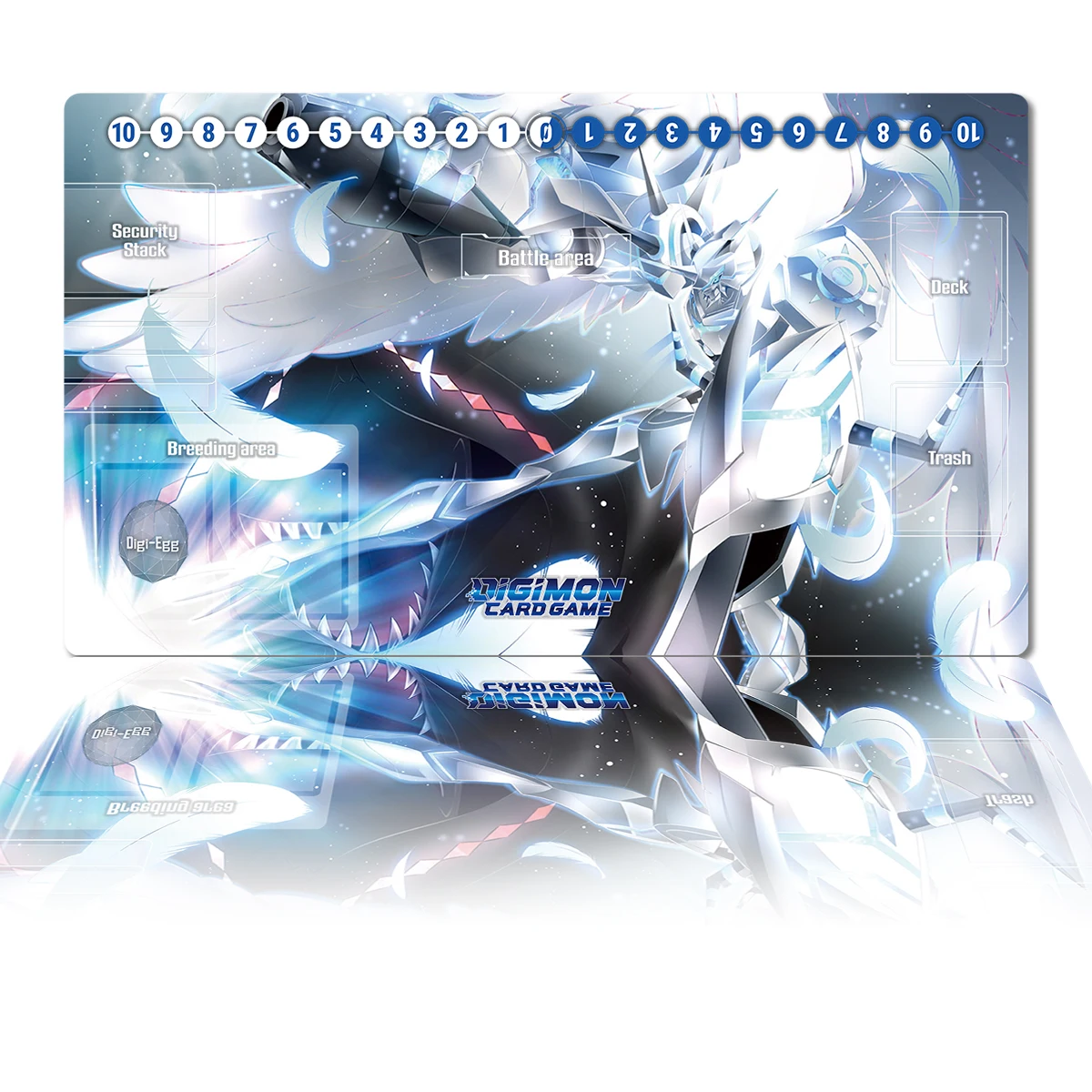 

Digimon Omegamon Playmat TCG CCG Card Game Board Game Mat Anime Mouse Pad Custom Desk Mat Gaming Accessories with Zones Free Bag