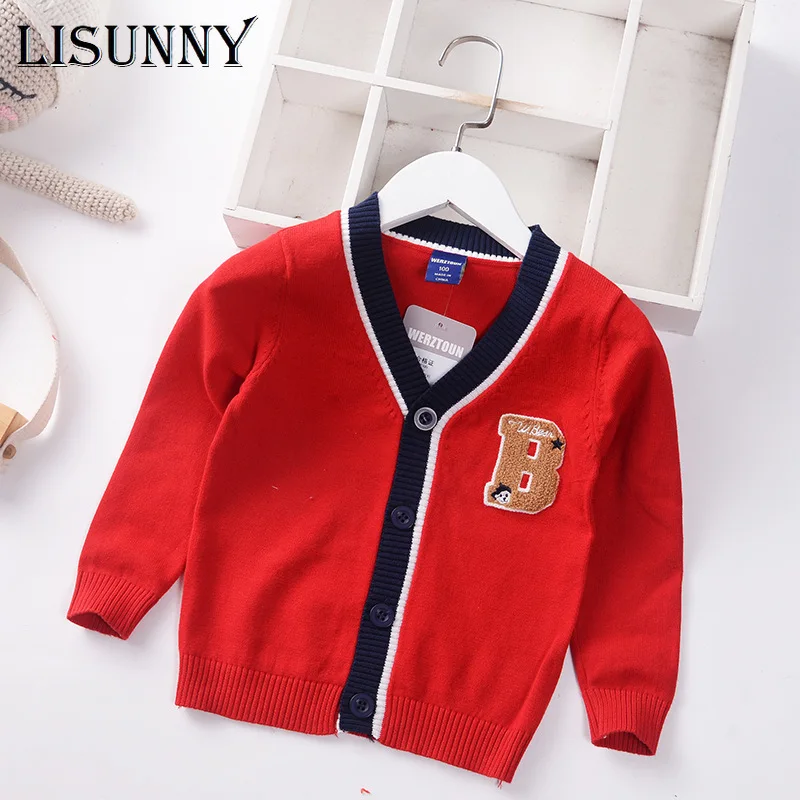 

Children Knitted Cardigan Boy Sweater 2022 Spring Summer New V-Neck Letter Baby Sweaters Kids Baby Clothes Toddler Coat 2-7y