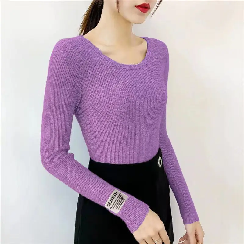

2023 New O Neck Polyester T Shirt Woman Autumn Fashion Long Sleeve Shirt Women's T-shirt Loose Korean Style Women Shirts #6143
