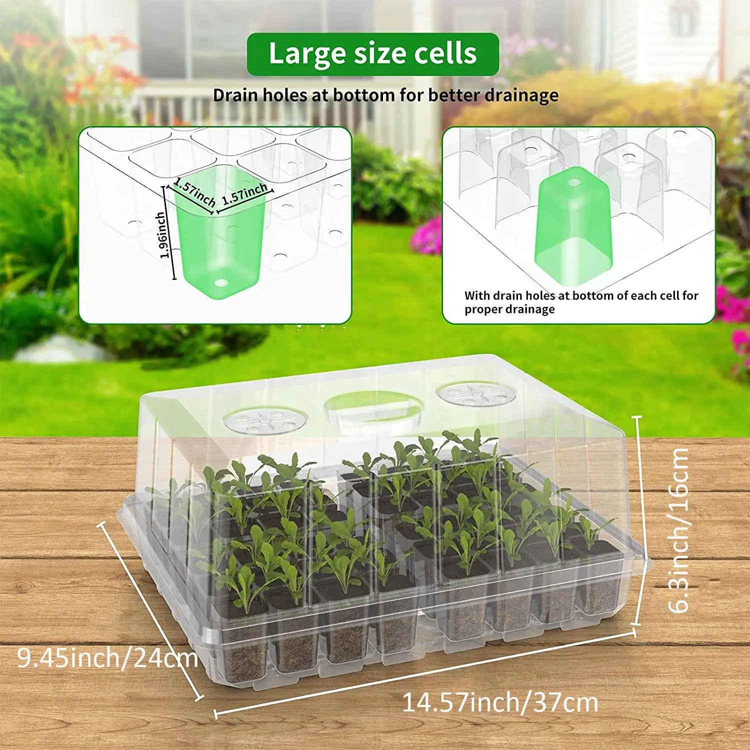 

180 Cells Reusable Seed Starter Tray, 6 Pack Seed Starter Kit with Air Vent Humidity Dome for Greenhouse Propagator