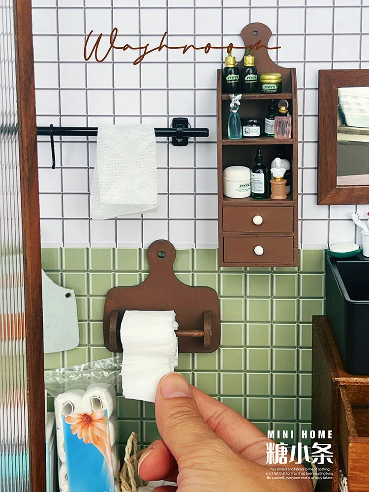

1/6 Doll House Model Furniture Accessories Bathroom Hanging Rack Washing Cabinet Sink Bjd Ob11 Gsc Blyth Soldier Lol Miniatures
