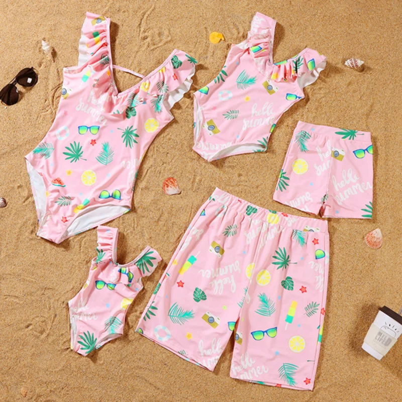 2022 Family Matching Push Up Swimwear Women Boy Baby Girl Sexy Swimsuit Men Shorts Bathing Swim Suits Maillot De Bain Feminino