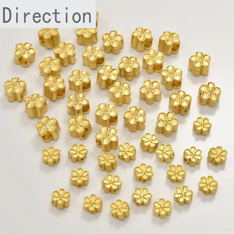 

Бусины для браслетов и ожерелий «сделай сам», бусины золотого цвета в античном стиле, с большим отверстием, с пятью листьями, цветами вишни, ...