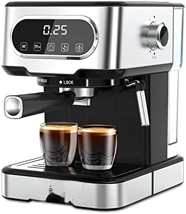 

Espresso Machine 15 Bar, Espresso and Cappuccino Machine with Milk Frother, Espresso Maker with Steamer, Digital Touch Screen Co