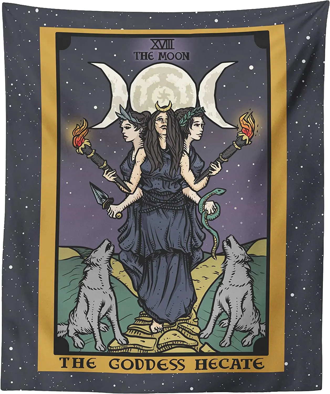 

Free Shipping The Goddess Hecate In The Moon Tarot Card Tapestry 60" x 50"