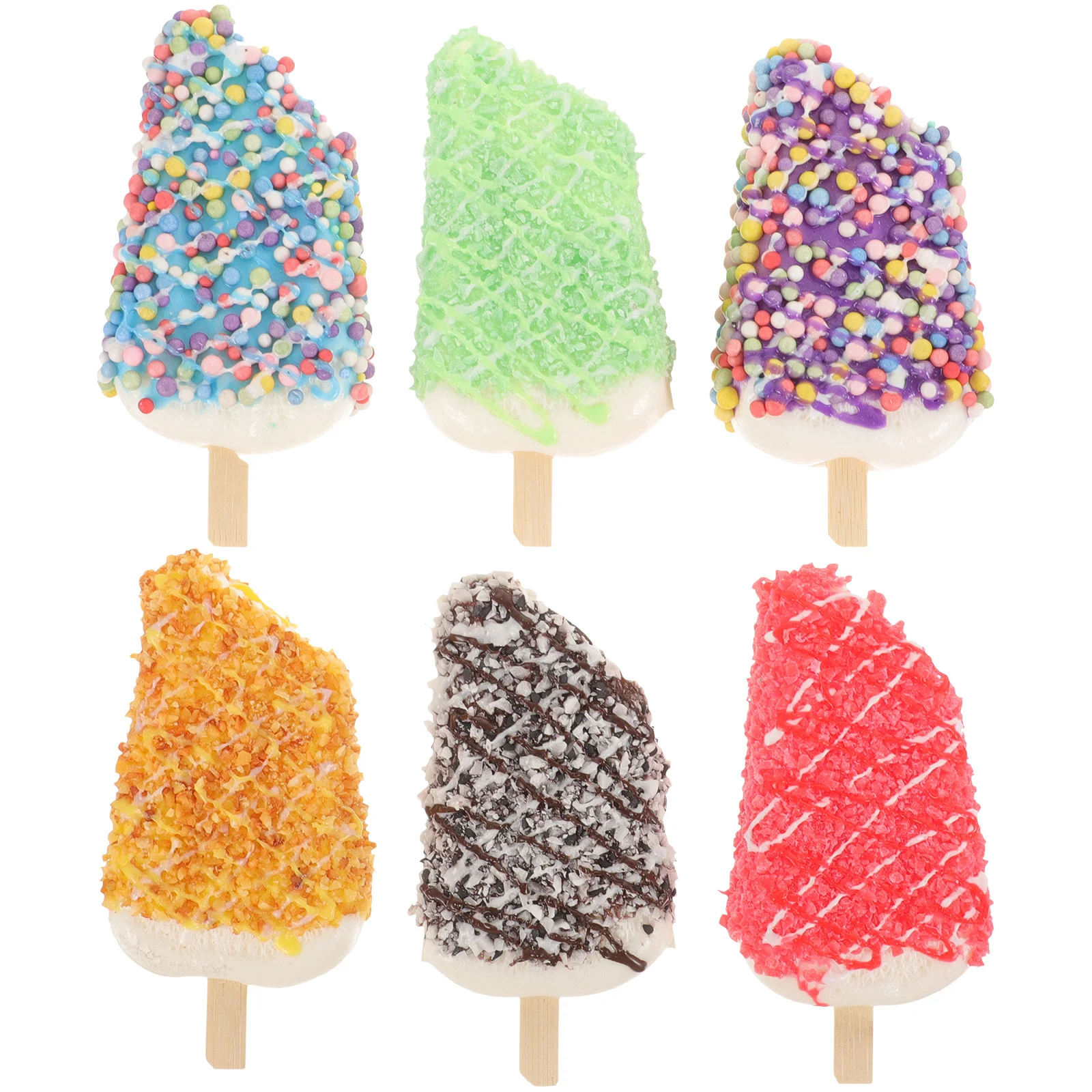 

6pcs Simulated Popsicles Toys Delicate Popsicles Photo Props Fake Ice Cream Models