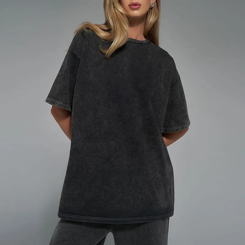 Летняя свободная футболка женская новая однотонная Повседневная Блузка с