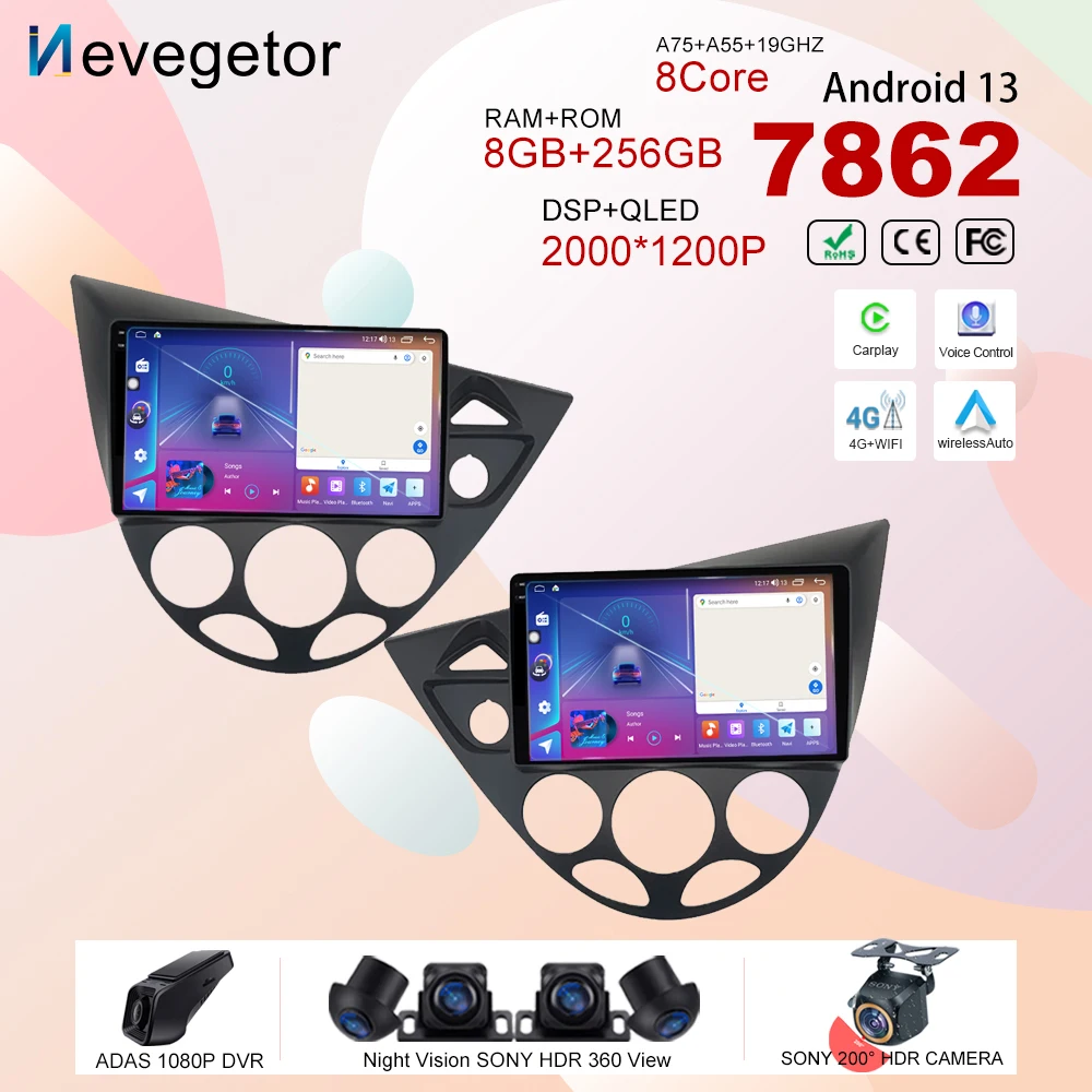 Автомобильный Dvd-проигрыватель для Ford Fiesta 1995-2001 Focus MK1 1998-2004 Android 13 радио стерео