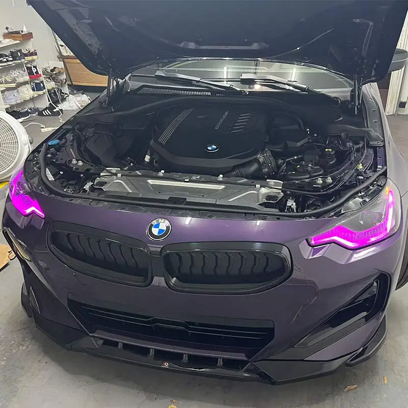 Фото Для BMW 2 серии G42 M2 G87 M235i M240 CSL Style RGB Желтые ДХО Фиолетово-красные светодиодные накладки Angel Eye Синие №2