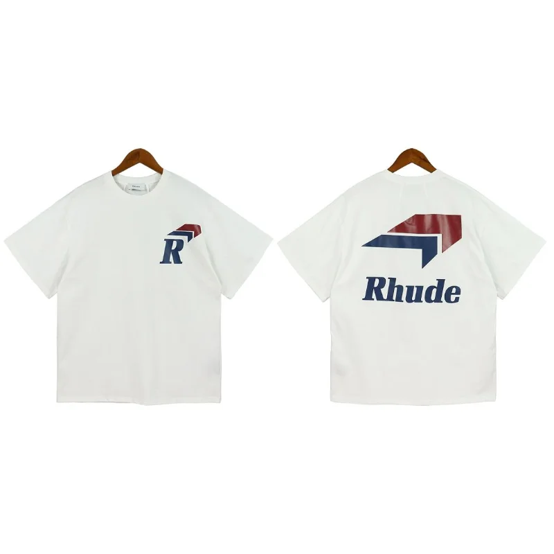 

23SS Foam Simple Letter Printing Rhude T Shirt Men Women EU Size 100% Cotton Rhude Top Tees Loose Fit Summer Genshin Impact