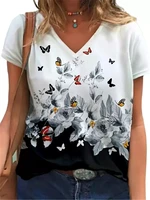 women fashion t shirts summer short sleeve casual tops butterfly high street tee 5xl size women clothing loose t shirt