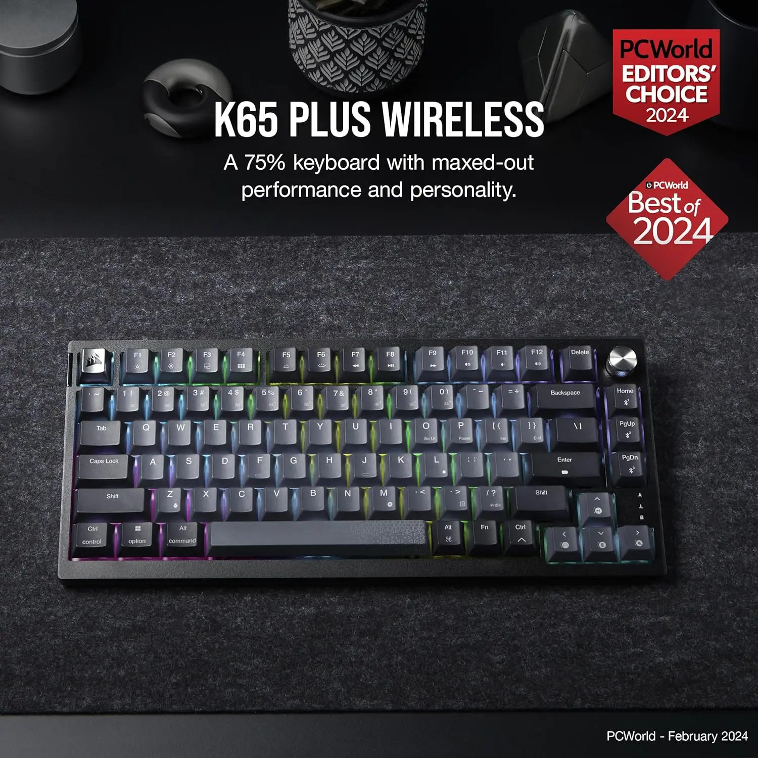 Беспроводная Механическая игровая клавиатура Corsair K65 Plus 75% RGB с ...