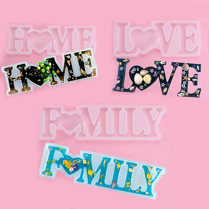 

1 PC Heart-shaped HOME LOVE Silicone Mold Letter Crystal Epoxy Mirror Mold DIY Crafts Casting Mold Home Decoration