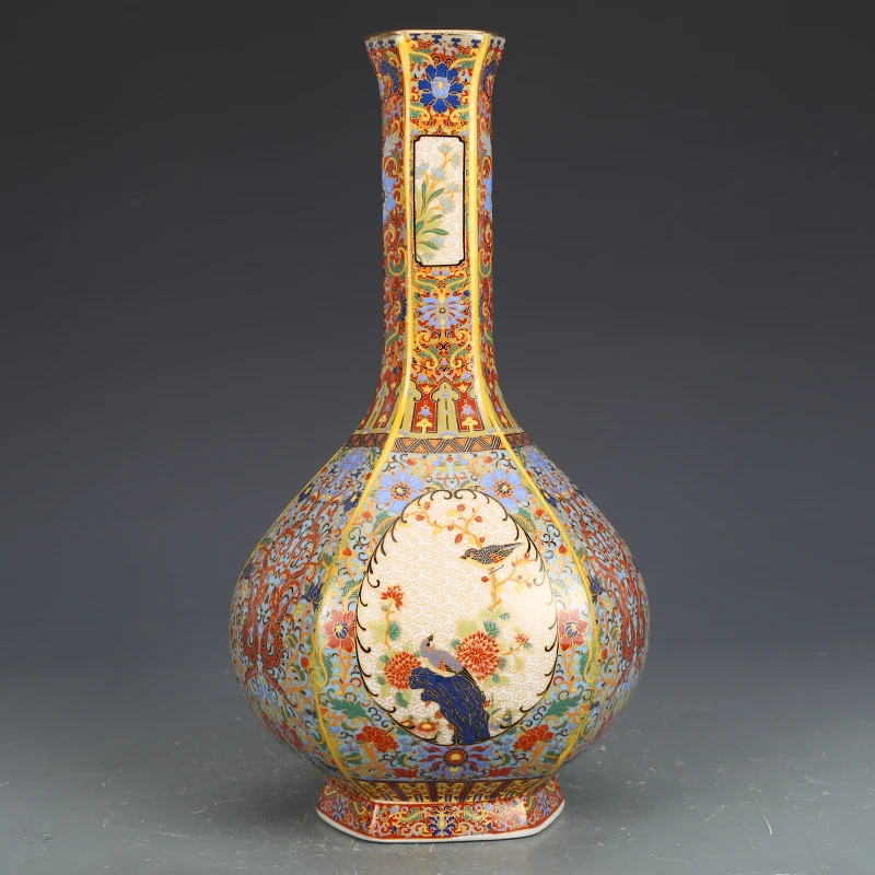 

Antique Porcelains Of Yongzheng Official Kiln VaseLiving Room Ornaments Jingdezhen Ceramic Vase Enamel Pastel Vase