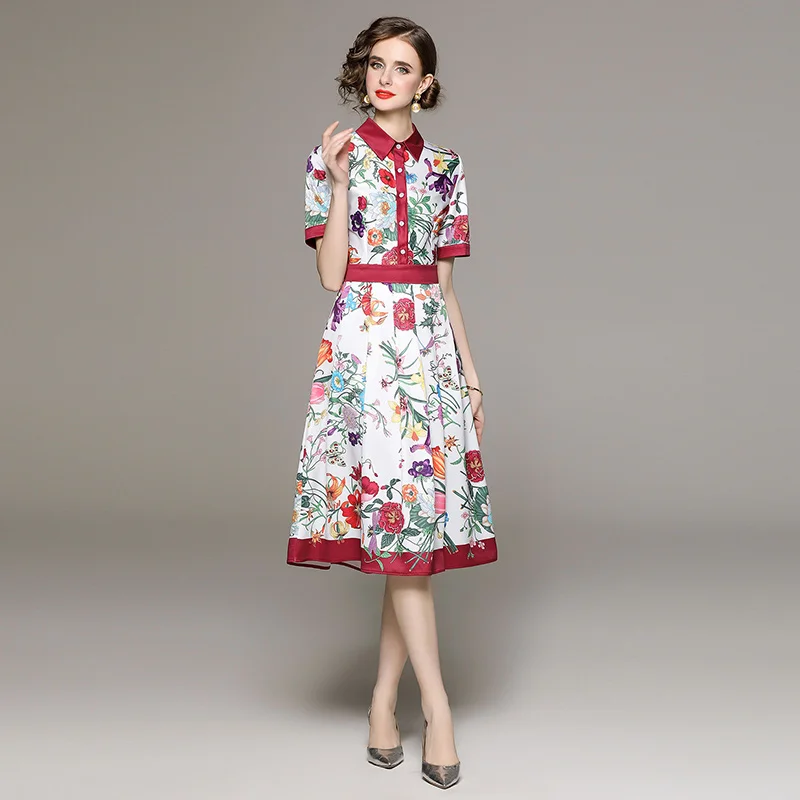 

Женское платье с коротким рукавом, элегантное свободное повседневное праздничное платье с принтом, весна 2023