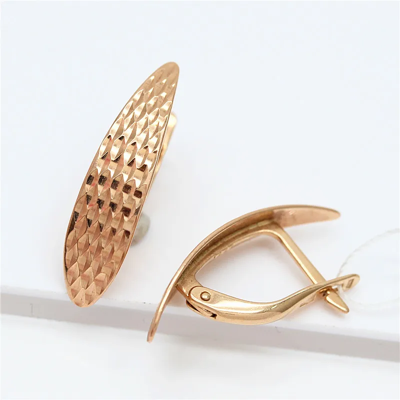 

585 purple gold shining geometric long earrings for women14K color gold fashion ear buckle ethnic style unique charm jewelry