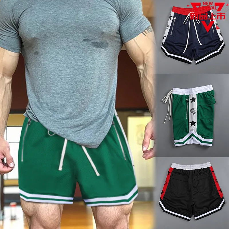 

2022 summer new muscle fitness basketball pants breathable mesh 5 minutes running basketball shorts