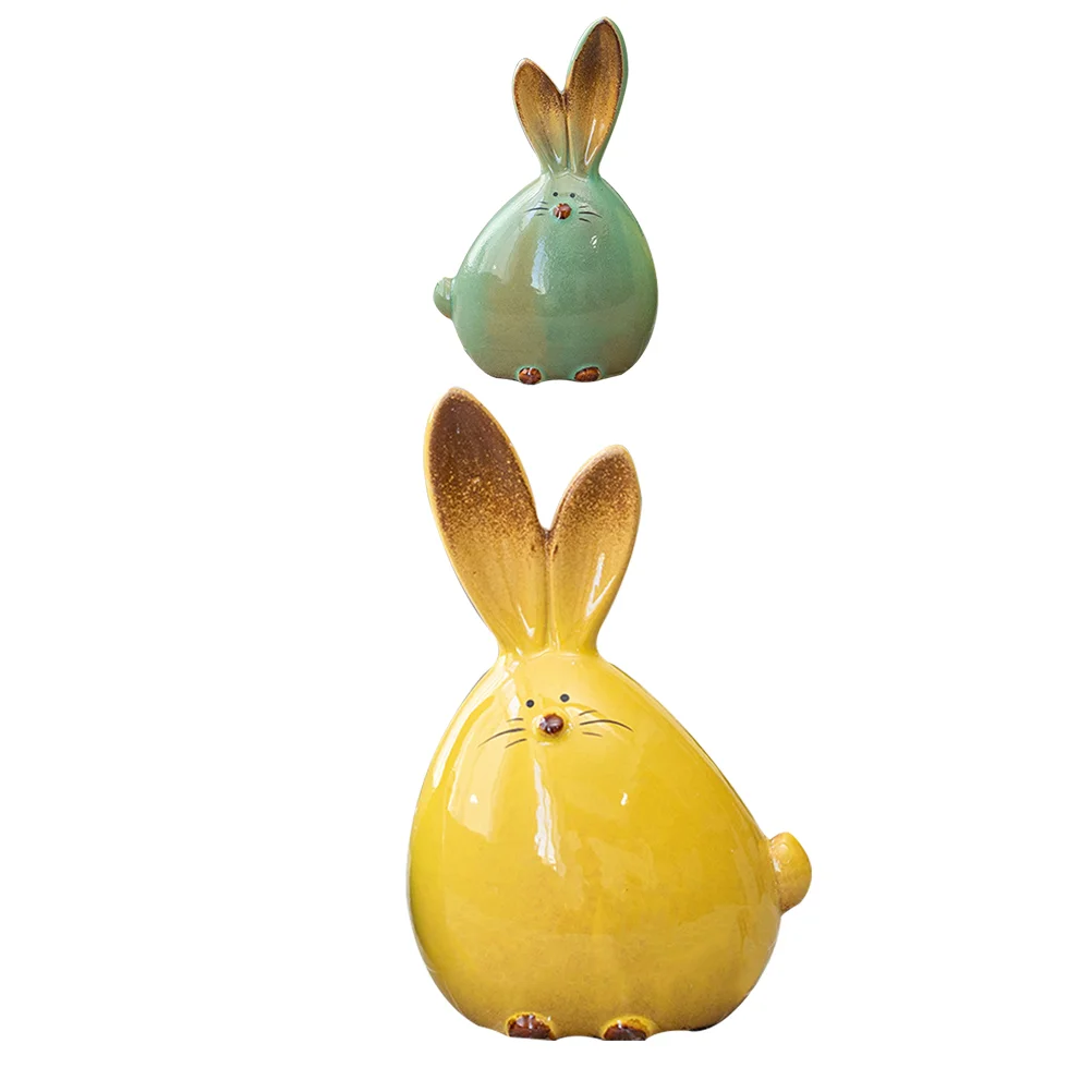 

2pcs Porcelain Bunny Figurine Rabbit Statue Figure Benny Figurine