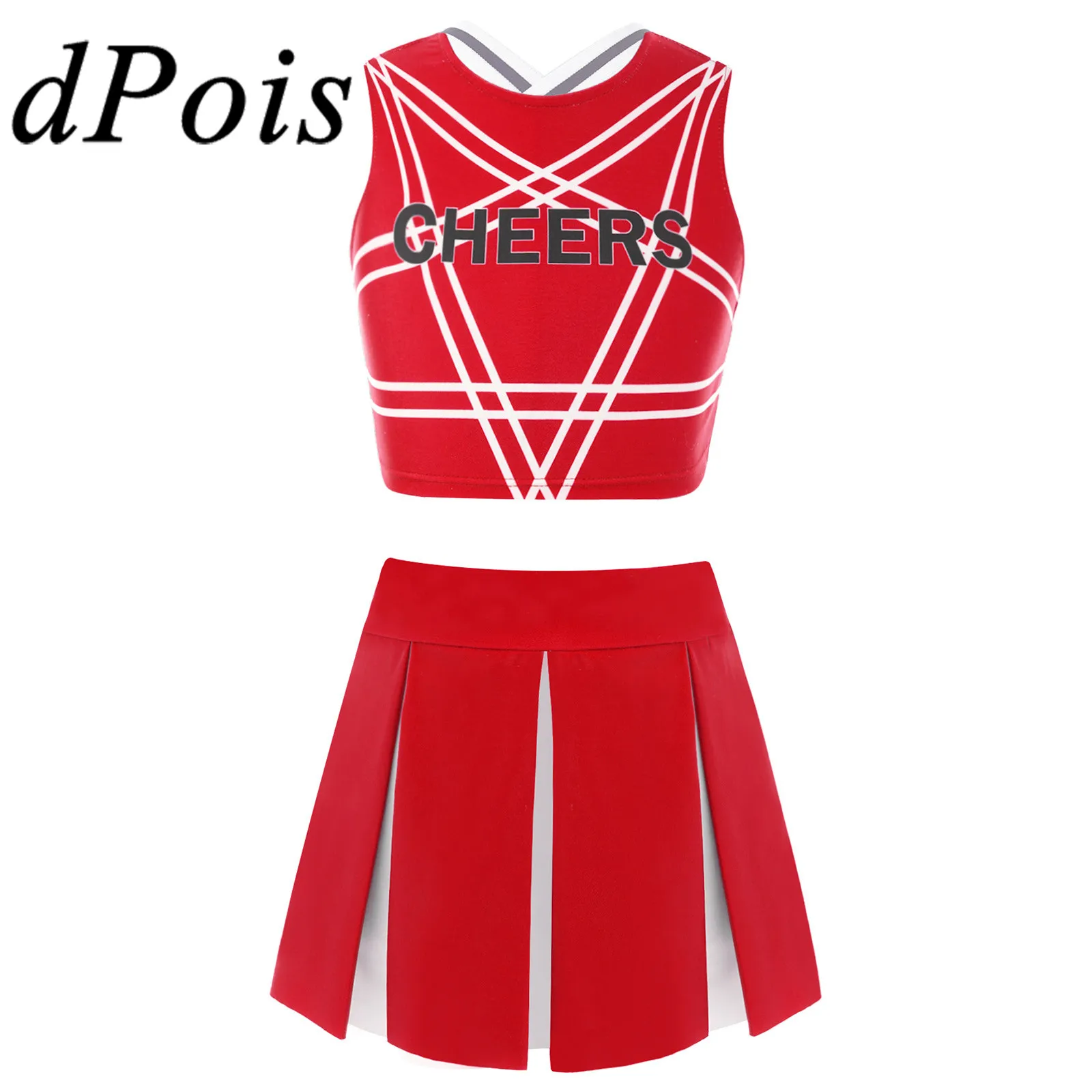 

Children Girls Cheerleading Cosplay Costume Set Cheerleader Uniform for Dancing Competition Performance Kids Cheer Dance Costume