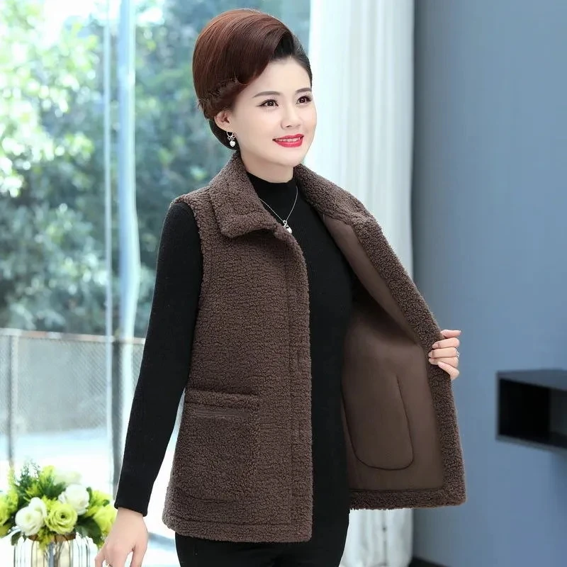 

Autumn Winter New Women Vest Korea Fashion Loose Casual Vintage Waistcoat Imitation Lamb Wool Sleeveless Jacket Single-breasted