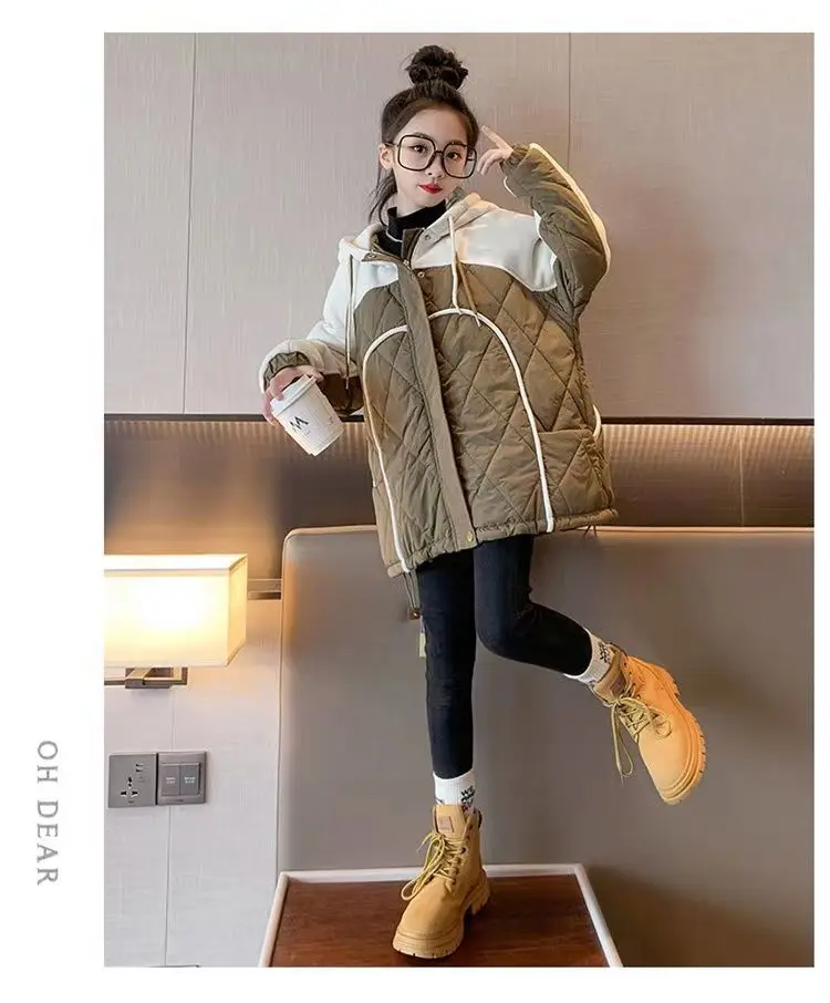 Girl's New Plus Velvet Coat Girl Spring And Winter Down Cotton Thickened Pie To Overcome Padded Baby Girl Cothes5.6.7.8.9.10.11. images - 6