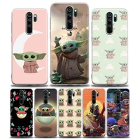mandalorian lovely baby yoda clear phone case for xiaomi redmi note 8pro 11 10 9 8 pro 7 8a 10s 11 k40 pro soft tpu cover coque