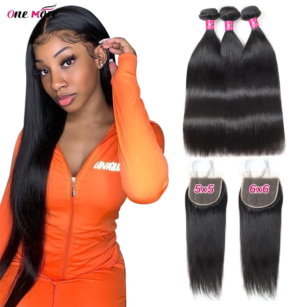 Straight Bundles With Closure 5x5 6x6 Inch Lace Closure Human Hair Bundles With Closure 5x5 6x6 Lace Closure  Bundles Human Hair