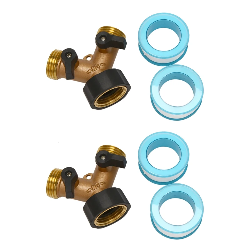 

2X Solid Brass Body Backyard 2 Way Y Valve Garden Hose Connector Splitter Adapter With Comfort Grip (2 Way)