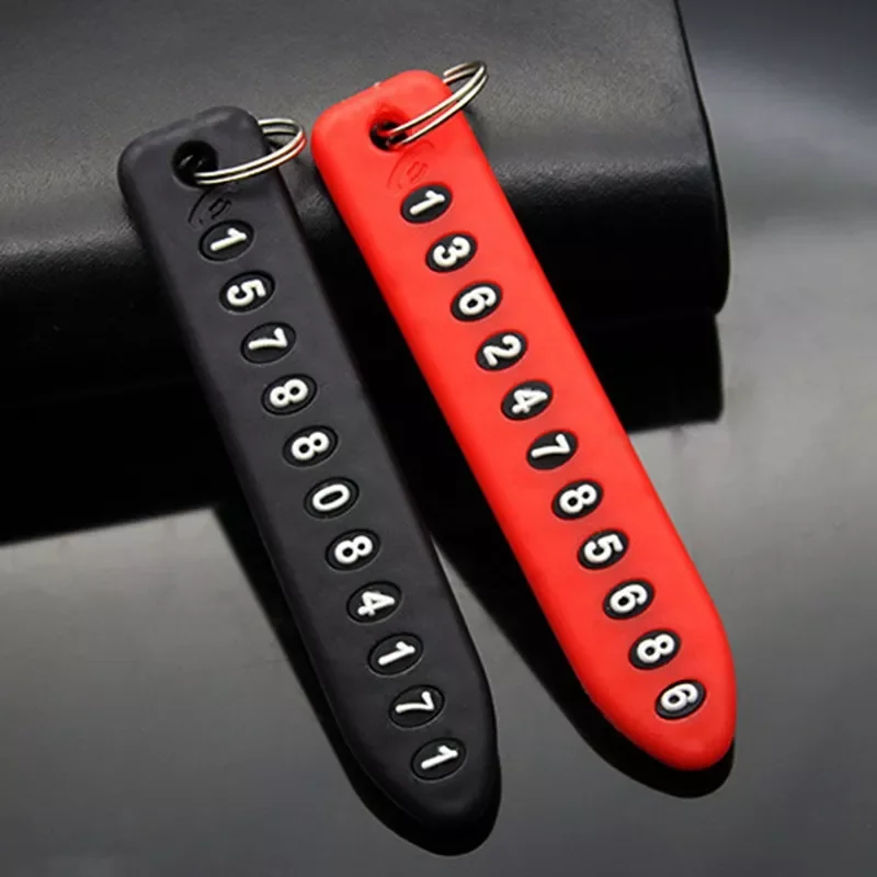 

Phone Number Plate Car Keychain Pendant Auto Vehicle Phone Number Card Keyring Key Chain Car Interior Decoration