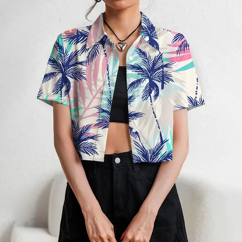 Рубашки на пуговицах спереди красочные супер-короткие рубашки с принтом