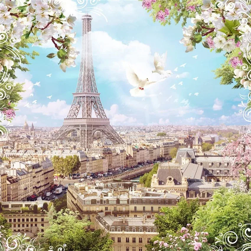 

Eiffel Tower Photography Studio Backdrop Romantic Paris Girl Photo Shoot Background French Building City Streetscape Wall Decor