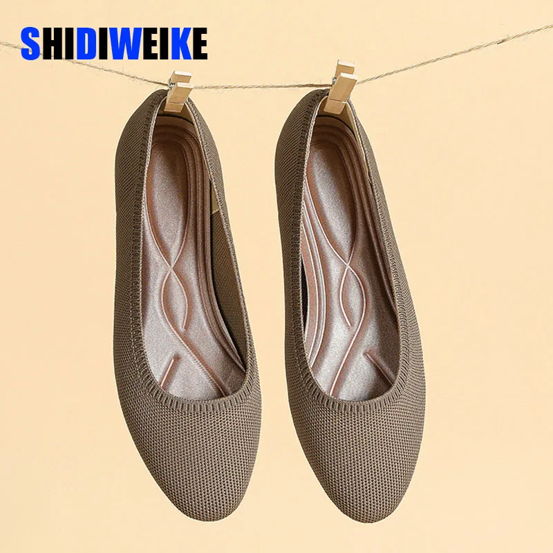 

SDWK Shoes Women Summer Fashion Knitted Mesh Breathable Ladies Loafers Comfort Square Toe Casual Flats Zapatos De Mujer AD4042