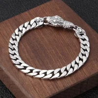 Sterling Silver Vintage Wrist Jewelry Thai Silver Trend Snake Head Chain Bracelet Exquisite Handicrafts Jewelry