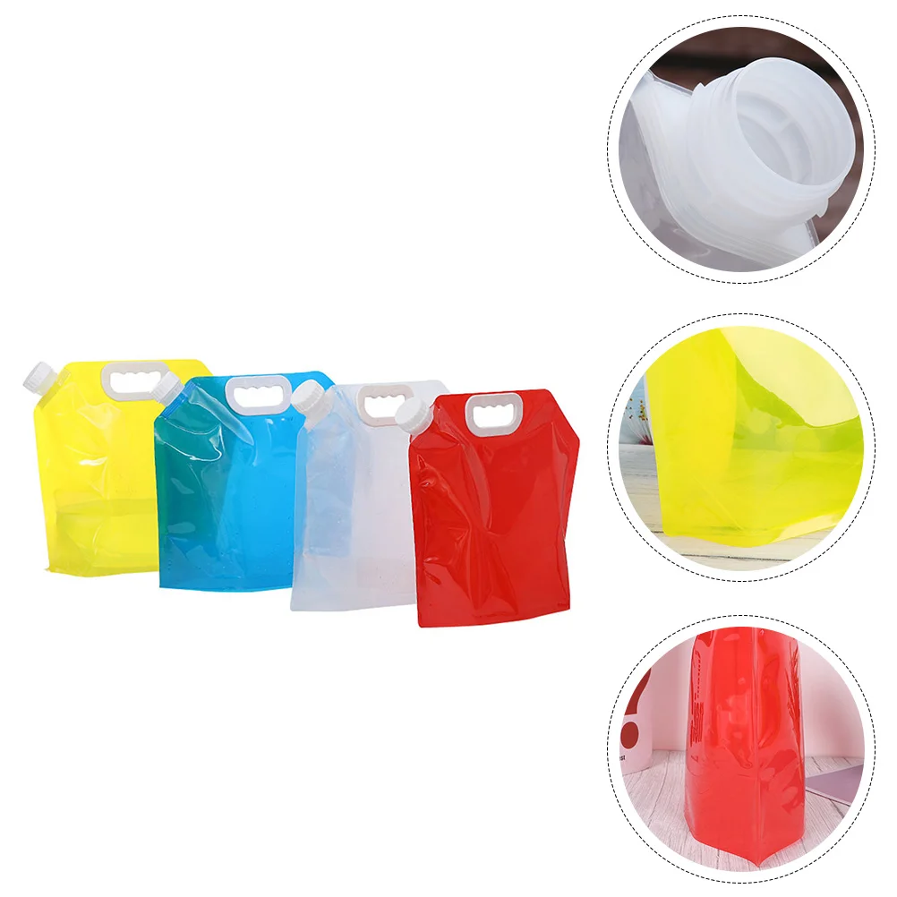 

4pcs Folding Collapsible Emergency Jug Grade Container Carrier For Camping Riding 5L