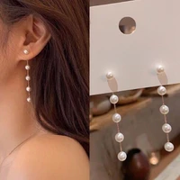 trend simulatie pearl lange oorbellen vrouwelijke maan ster bloem strass bruiloft hanger oorbellen fashion koreaanse sieraden