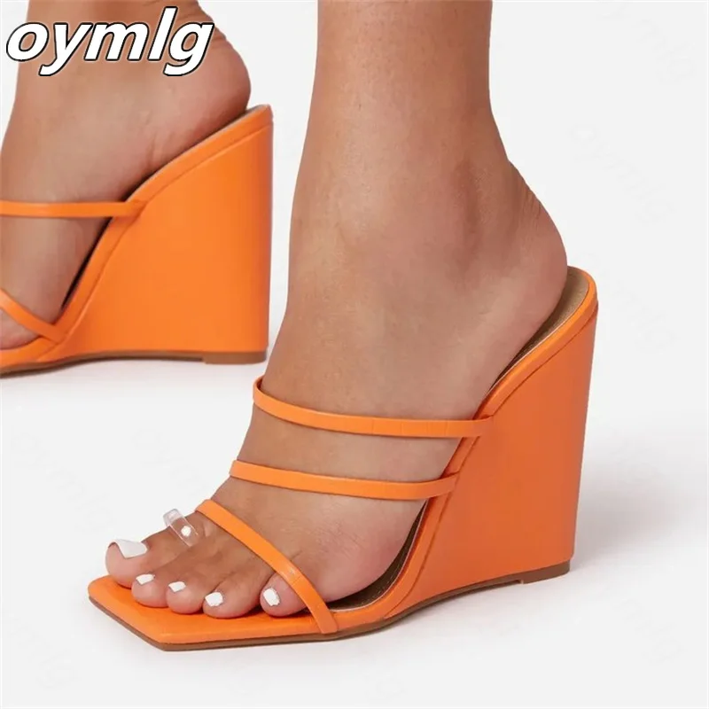 

Wedge heel sandals women's 2022 new high-heeled square toe large size sandals fashion women's slippers wedges shoes for women