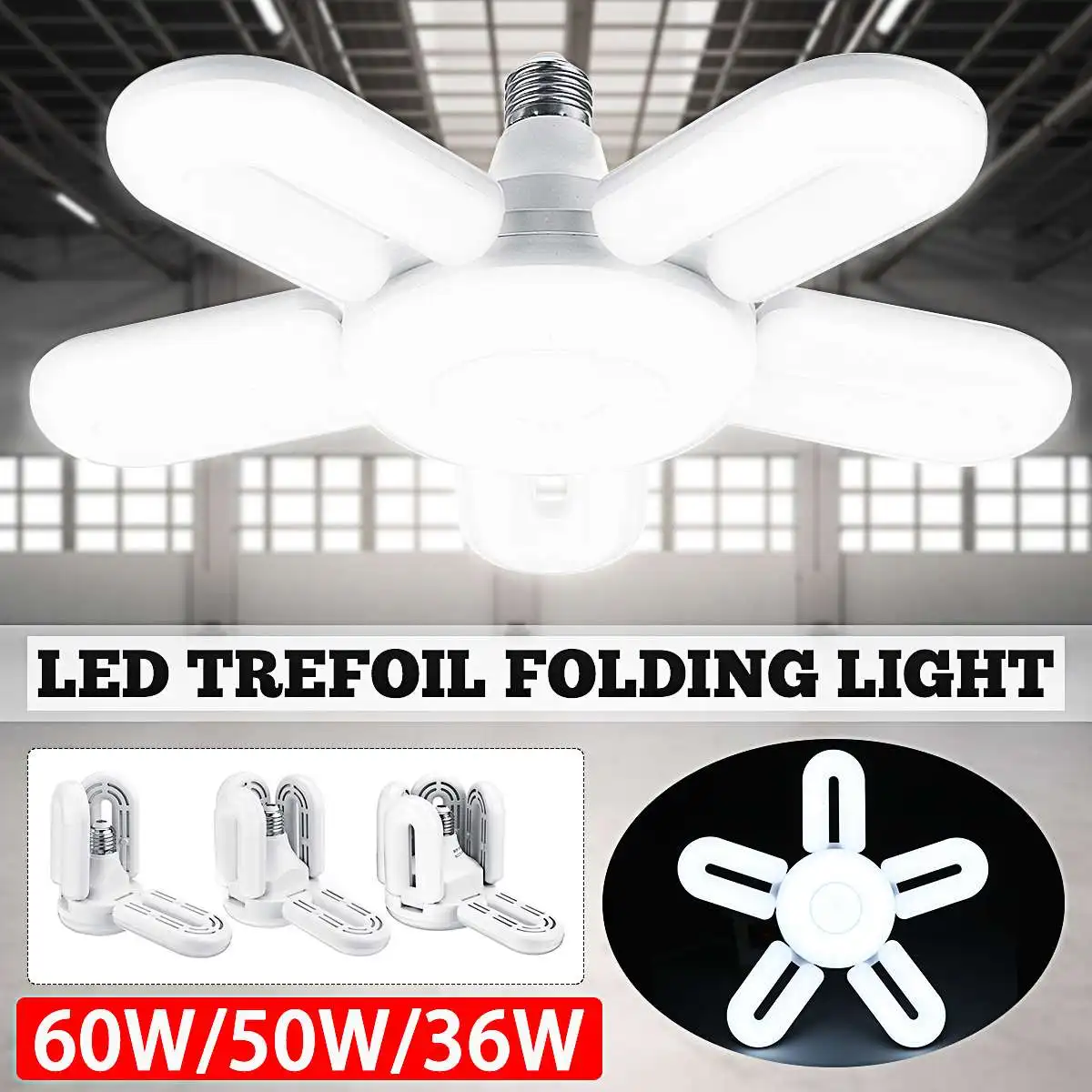 

60W/50W/36W Adjustable E27 LED Garage Lights Industrial Lighting Warehouse Garage Ceiling Lamp AC85-265V With 80000LM Led Chips