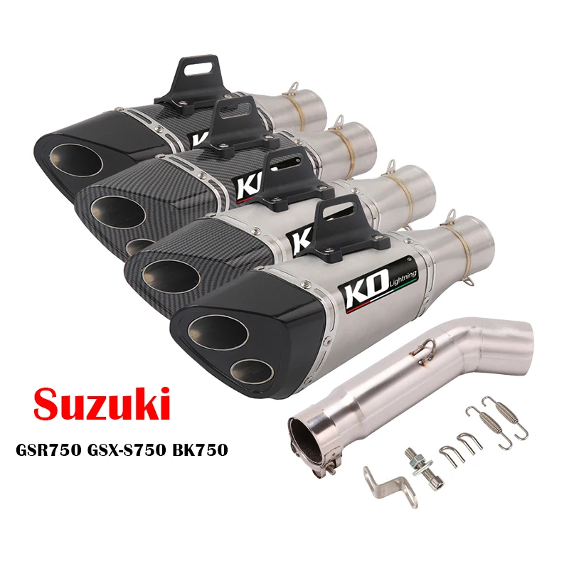 Выхлопная система без шнуровки, 51 мм, средняя Соединительная труба для мотоцикла, двойной Выпускной глушитель, наконечник вентиляционного отверстия из нержавеющей стали для Suzuki GSR750 GSX-S750 BK750