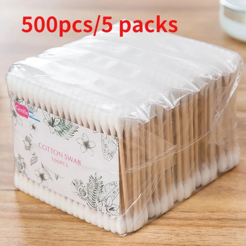 

100/200/500pcs Double Head Cotton Swab Women Makeup Cotton Buds Swabs Tip For Wood Sticks Nose Ears Cleaning Health Care Tools