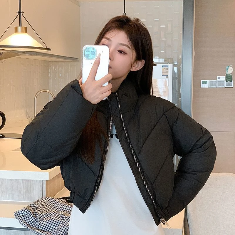 Пуховик женский короткая стеганая куртка новинка зимы 2024 утепленный хлебный