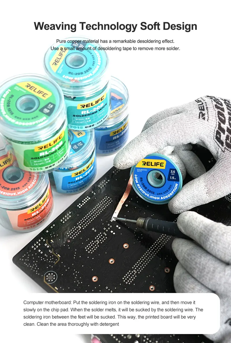 RELIFE RL-20B Сильная чистая проволока для распайки распайка Подходит прецизионных