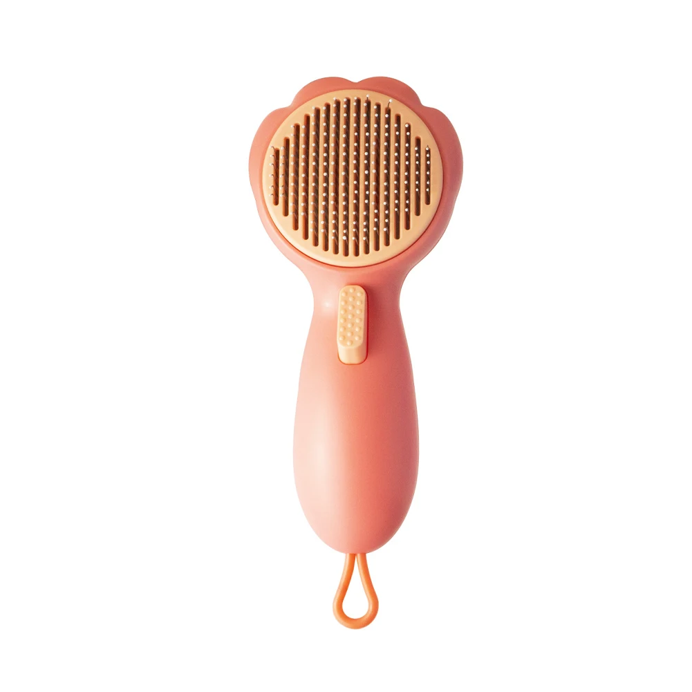 

Pet Supply Massage Ergonomic Shedding Tool Durable Dog Brush Push Button Self Cleaning For Grooming Hanging Lanyard Cat Home