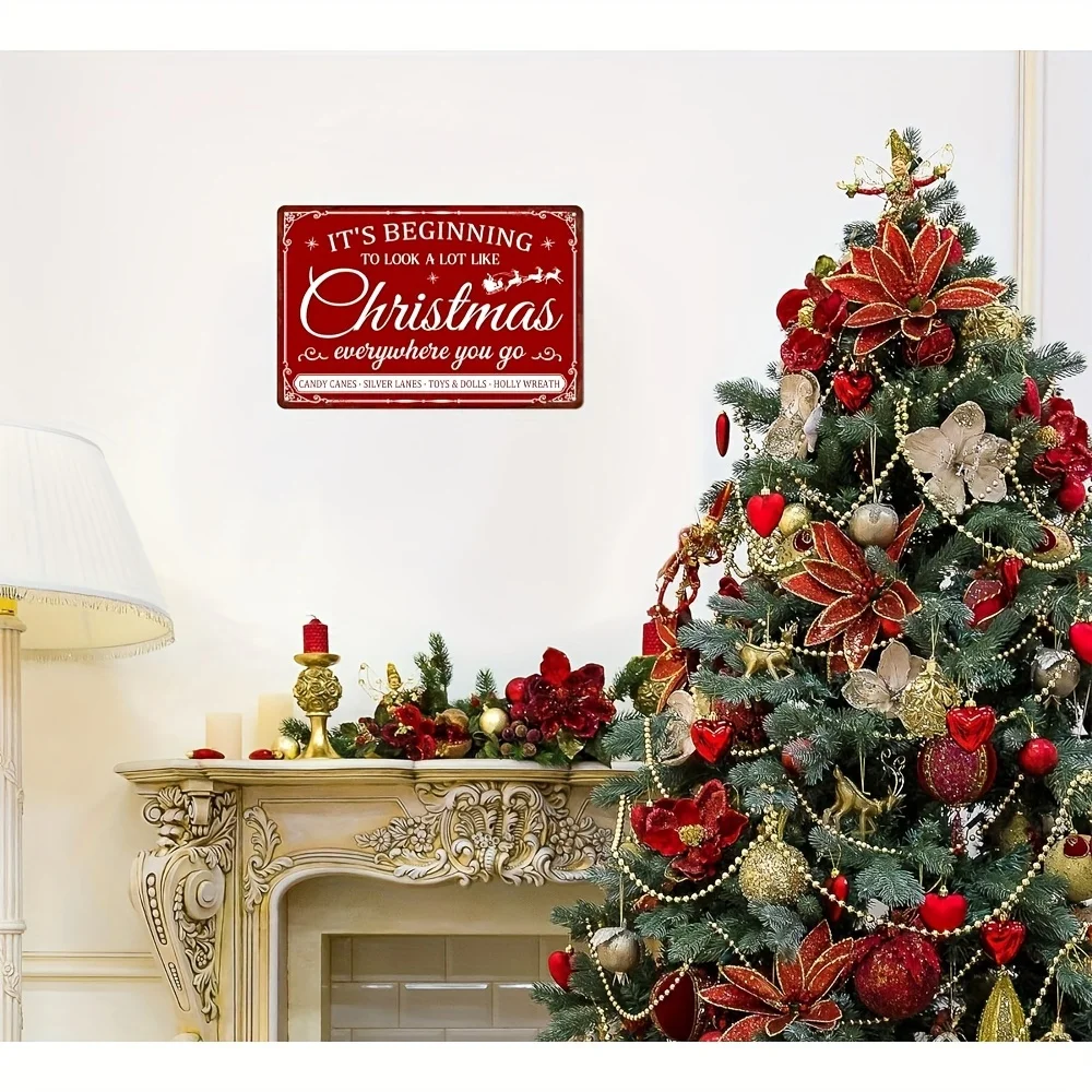 Винтажная рождественская металлическая табличка HELLOYOUNG 8x12 дюймов