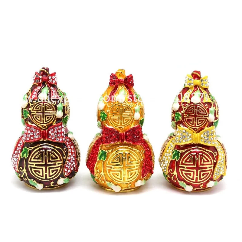 Collectible Calabash Trinket Jewelry Fengshui Cucurbit Metal Home Gourd Craft Dispplay 1 pc