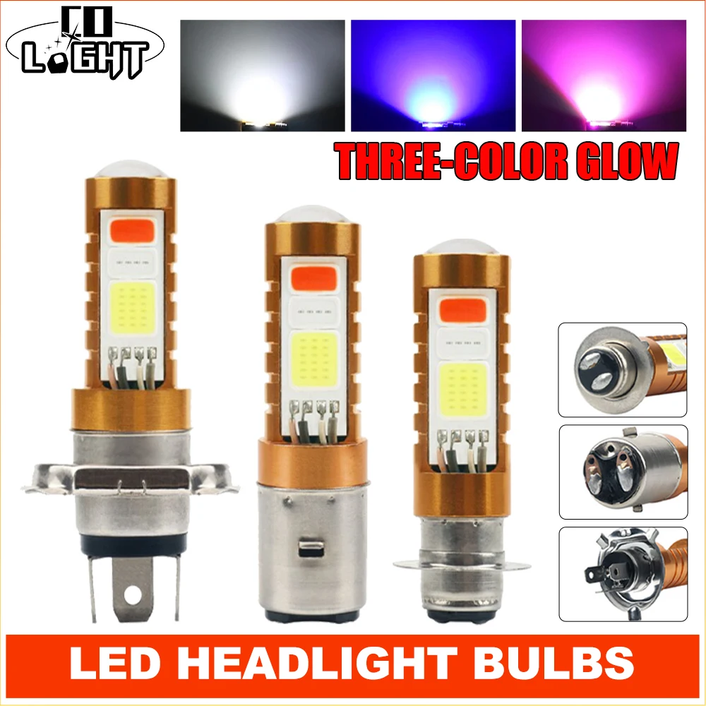 

CO LIGHT Motorcycle H4 BA20D P15D LED Headlight Blubs 3 Color Motor Light CSP Chips Scooter Accessoire Motobike 12V 24V Fog Lamp