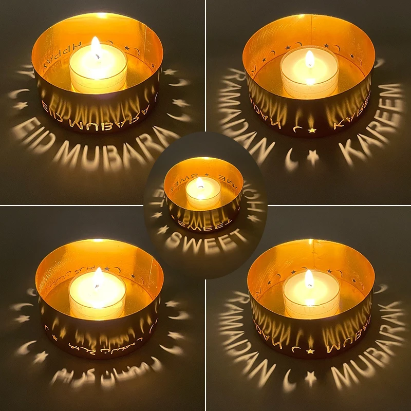 

2022 Laser Paper Craft Muslim Eid Mubarak Projection Candlestick Home Table Decor Crafts EID MUBARAK Ramadan Party Decoration