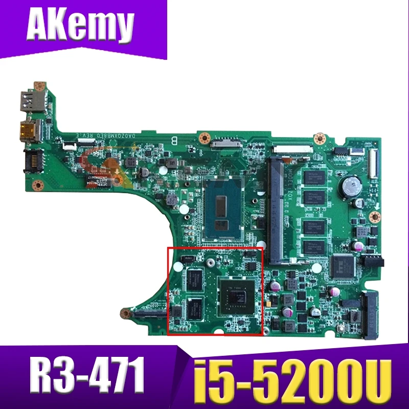 

Материнская плата Akemy для ноутбука ACER Aspire R3-471, материнская плата DA0ZQXMB8E0 SR23Y i5-5200U DDR3