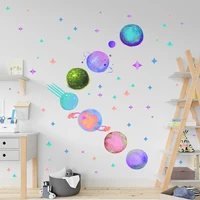 2pcs colorful planet star stickers childrens room living room room decor pvc wall stickers boy home decoration accessories 2022